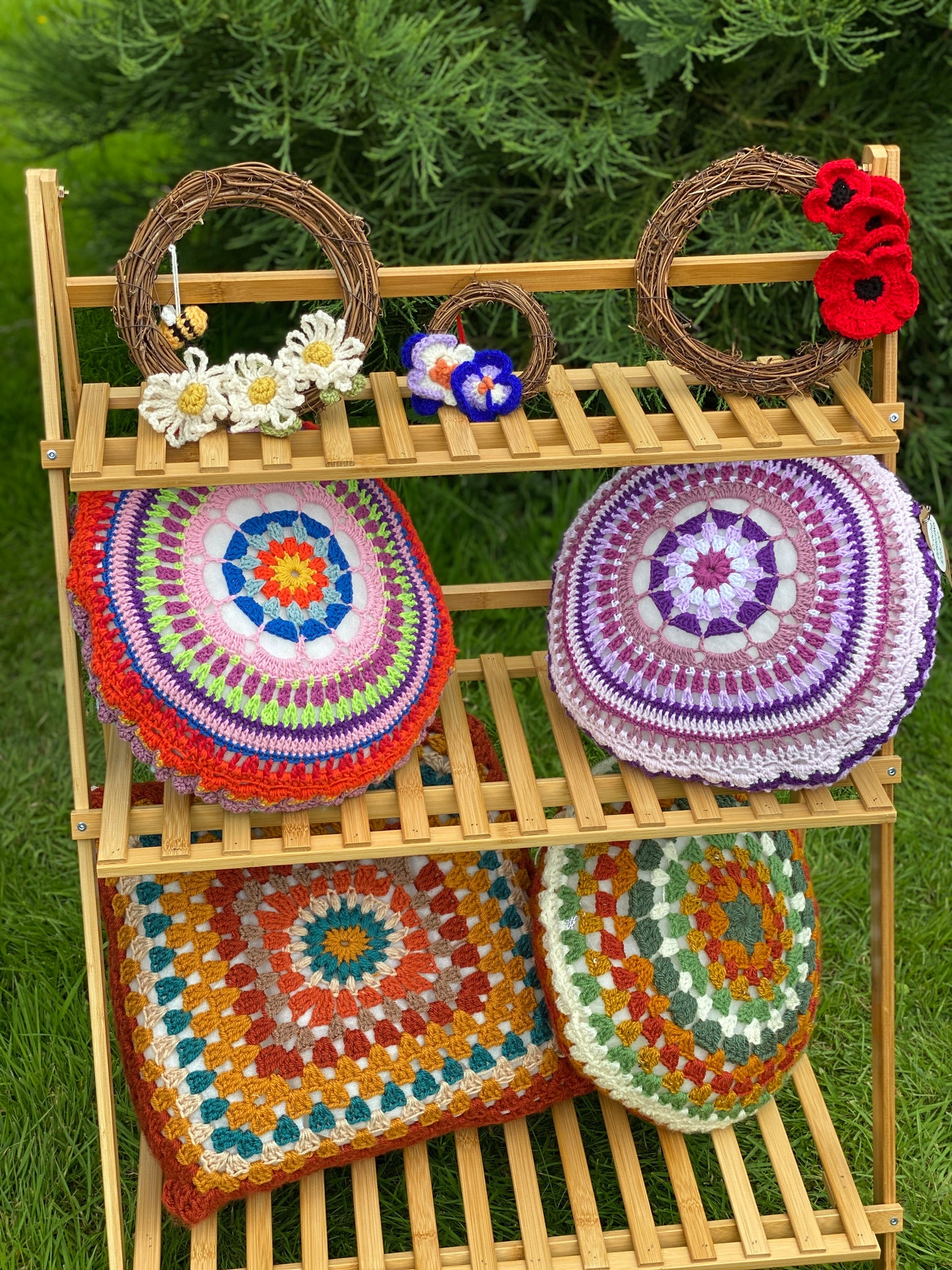 Handmade Crochet Mandala Cushion
