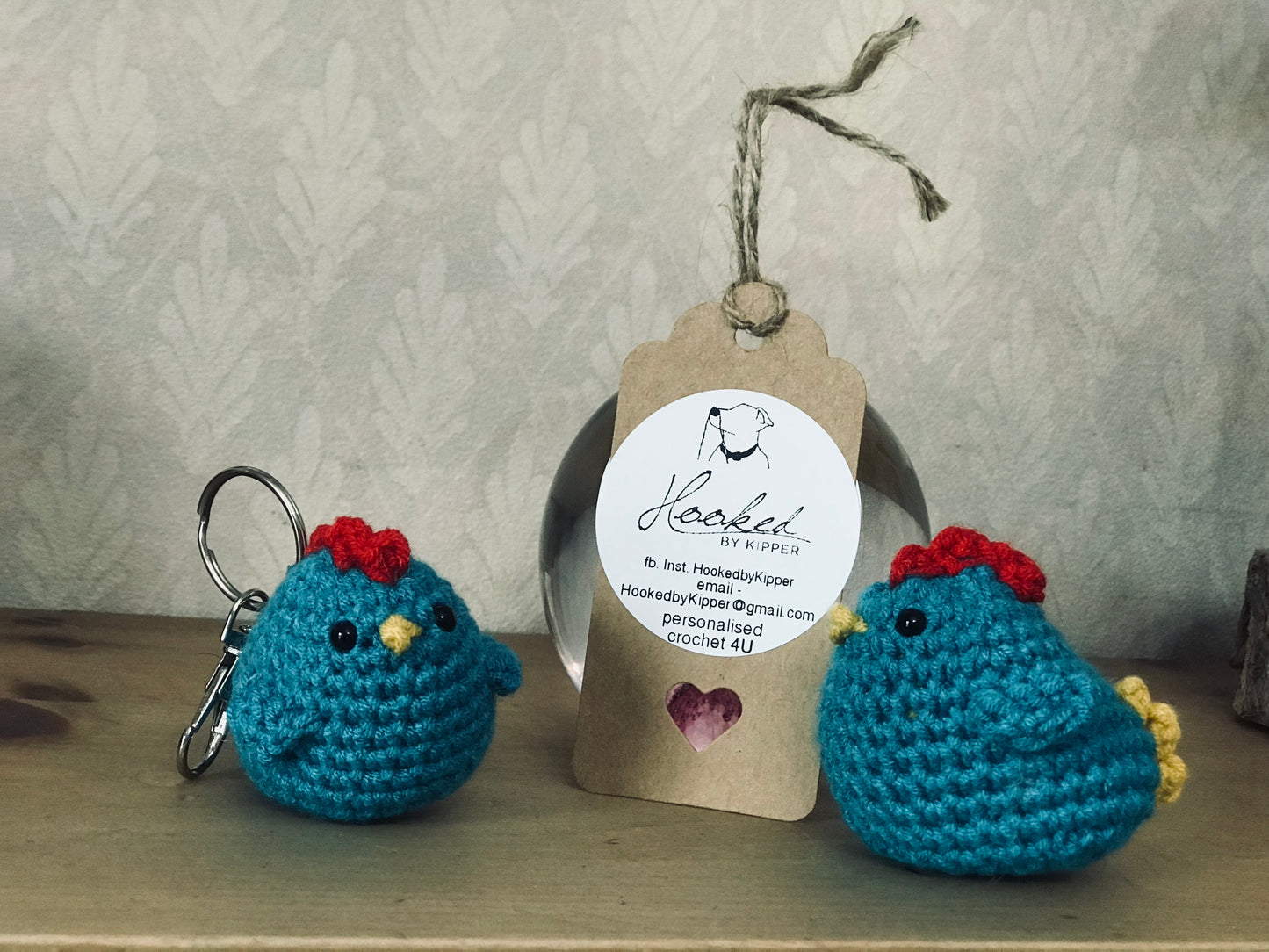 Handmade crochet pocket chicken / keyring
