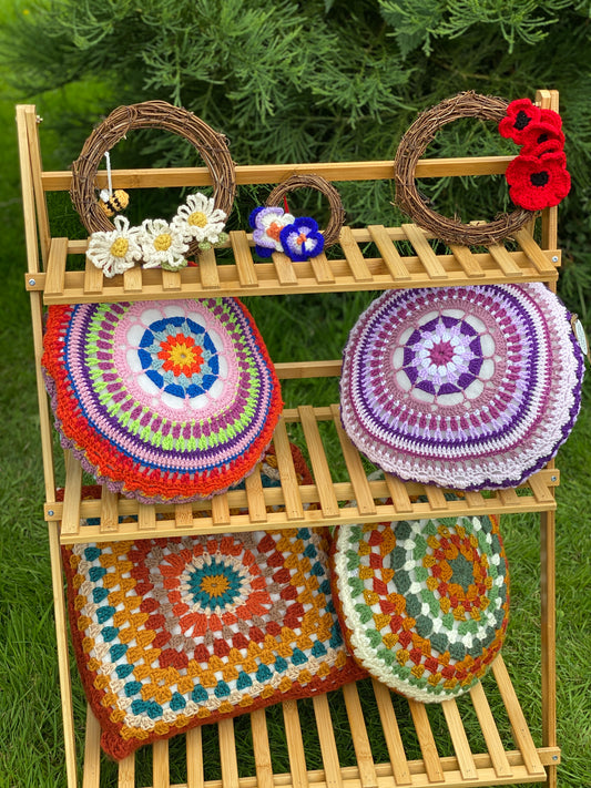 Handmade Crochet Mandala Cushion