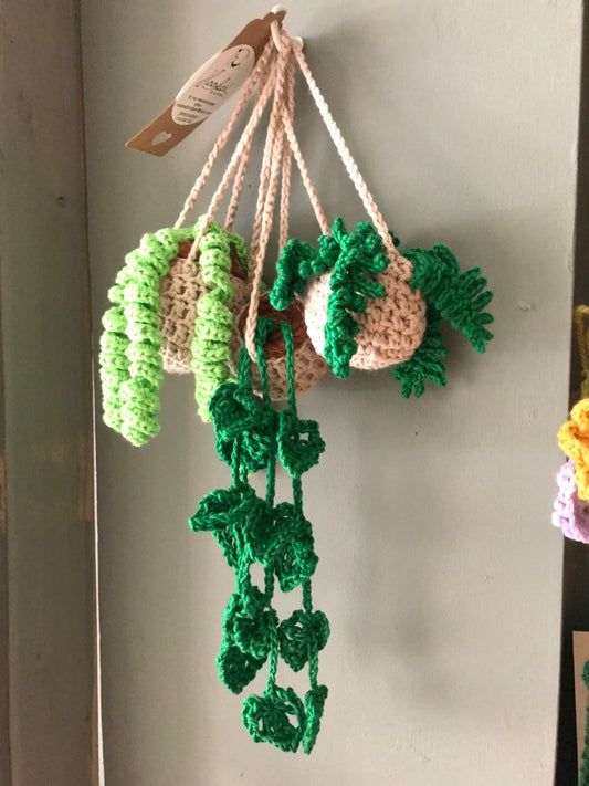 Mini handmade crochet hanging plant