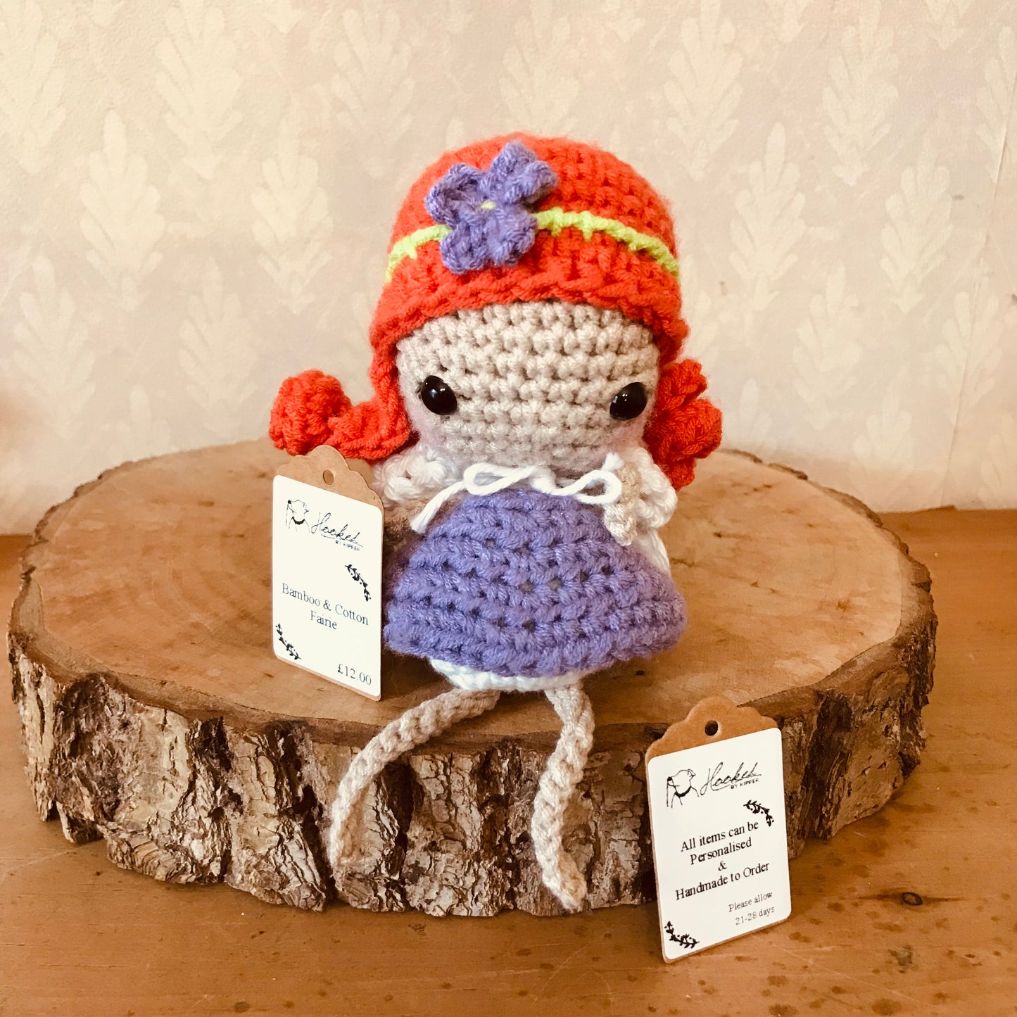 Flo the Fairie custom handmade crochet fairy soft bamboo yarn