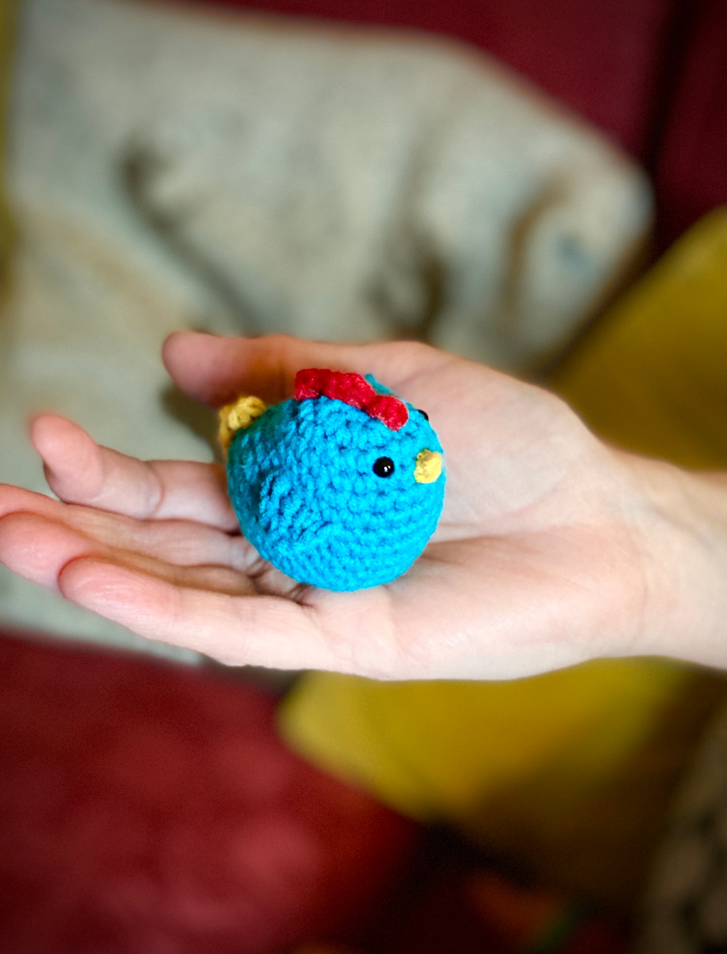 Handmade crochet pocket chicken / keyring